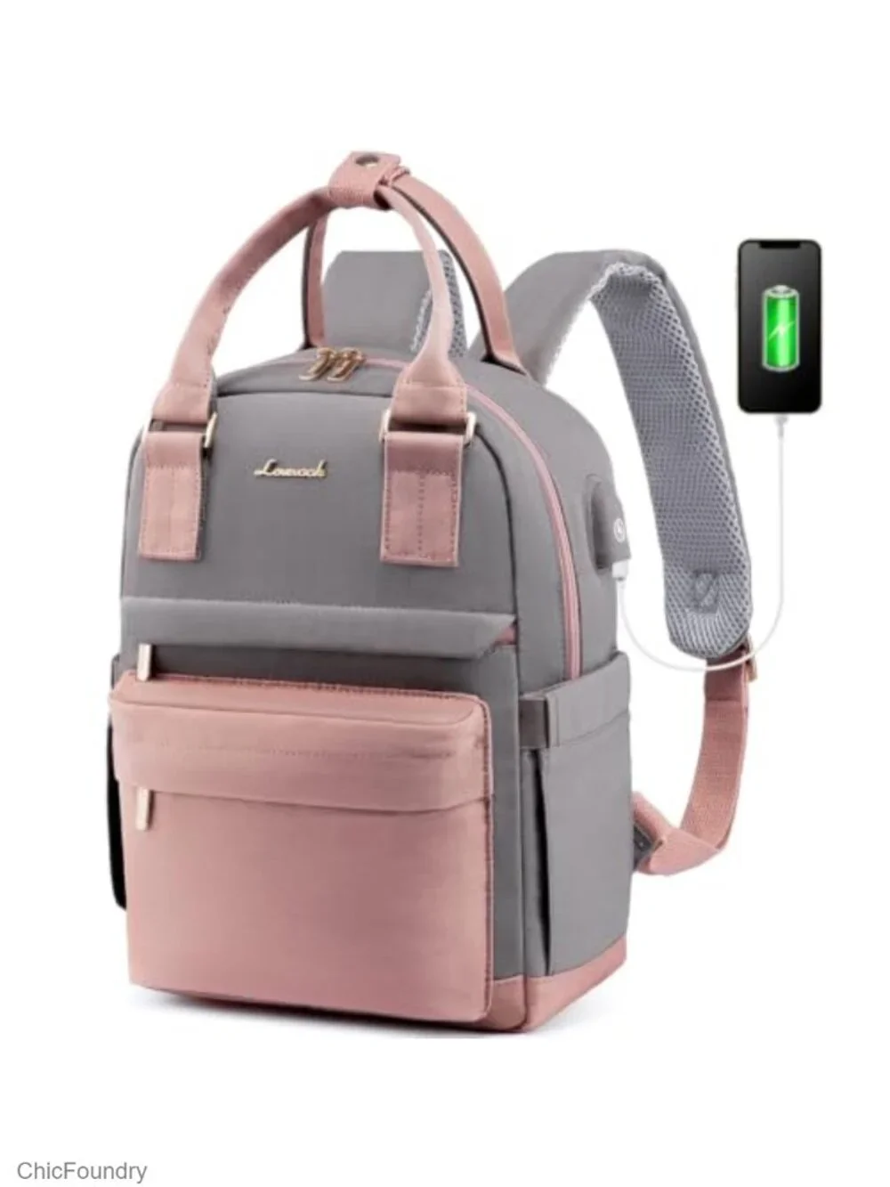 Women's Waterproof Nylon Mini Backpack Purse with USB Port